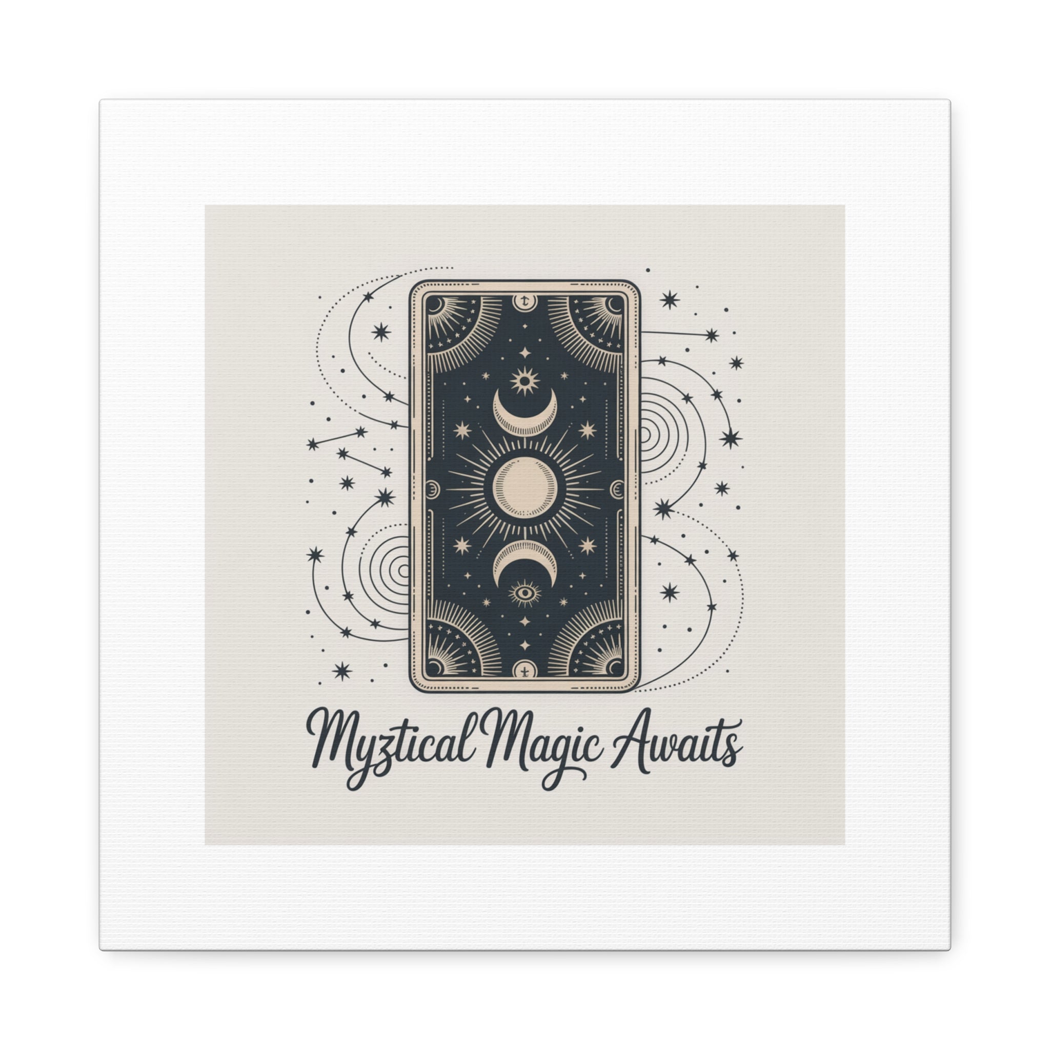 Mystical Magic Awaits Canvas Wall Art — Tarot Moon Sun Spiritual Decor