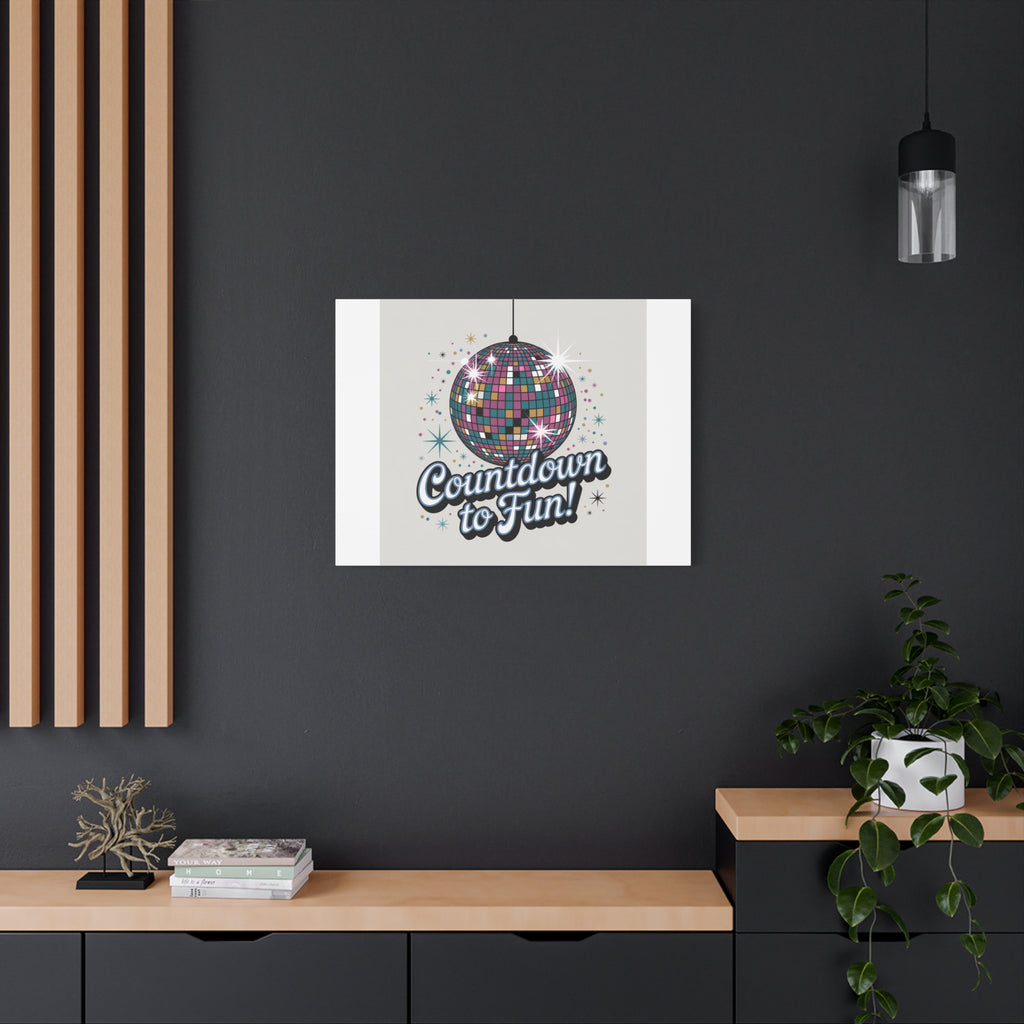 Countdown to Fun! Disco Ball Matte Canvas Wall Art
