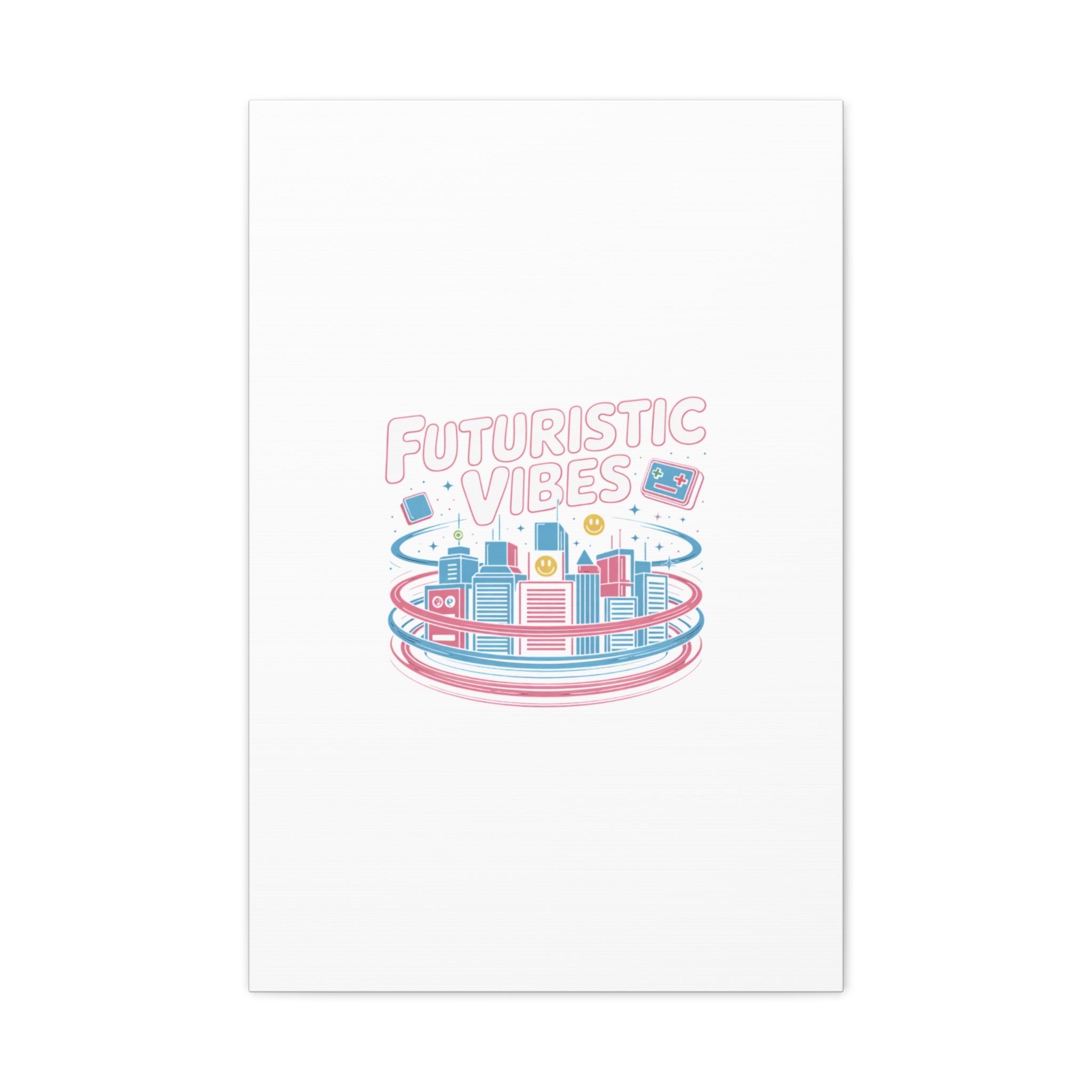 Futuristic Vibes Canvas, Y2K cyber holo aesthetic, retro tech print