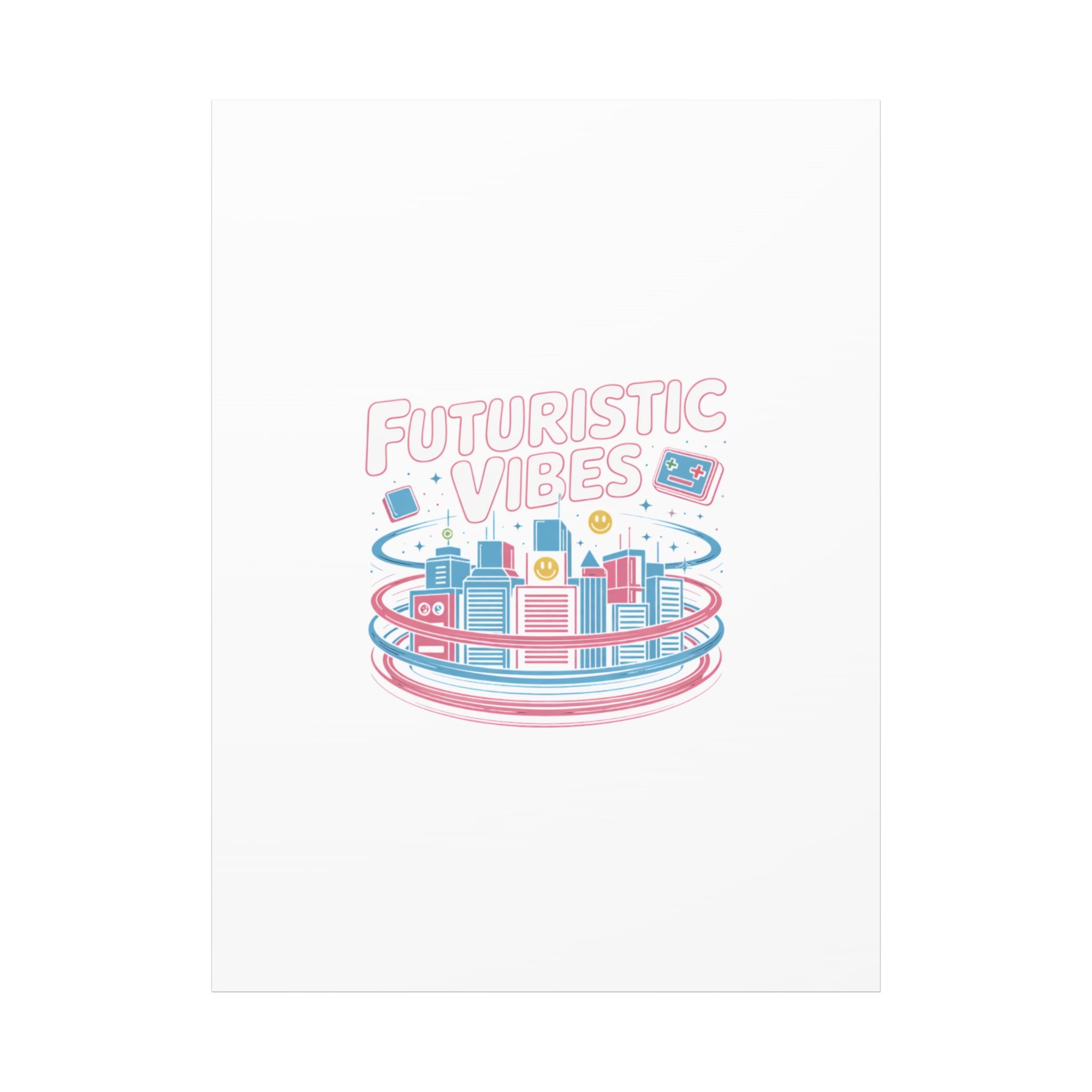 Futuristic Vibes Canvas, Y2K cyber holo aesthetic, retro tech print