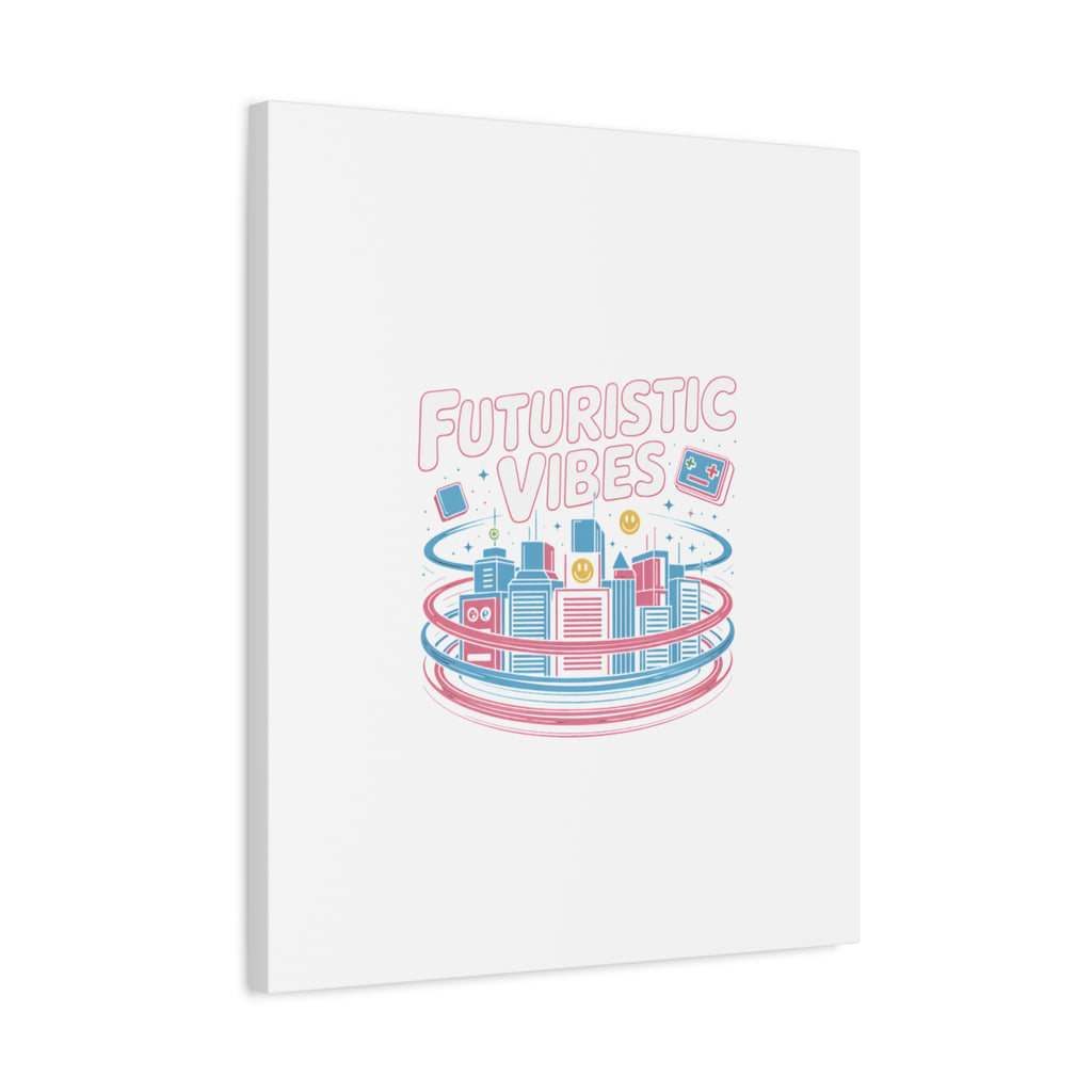 Futuristic Vibes Canvas, Y2K cyber holo aesthetic, retro tech print