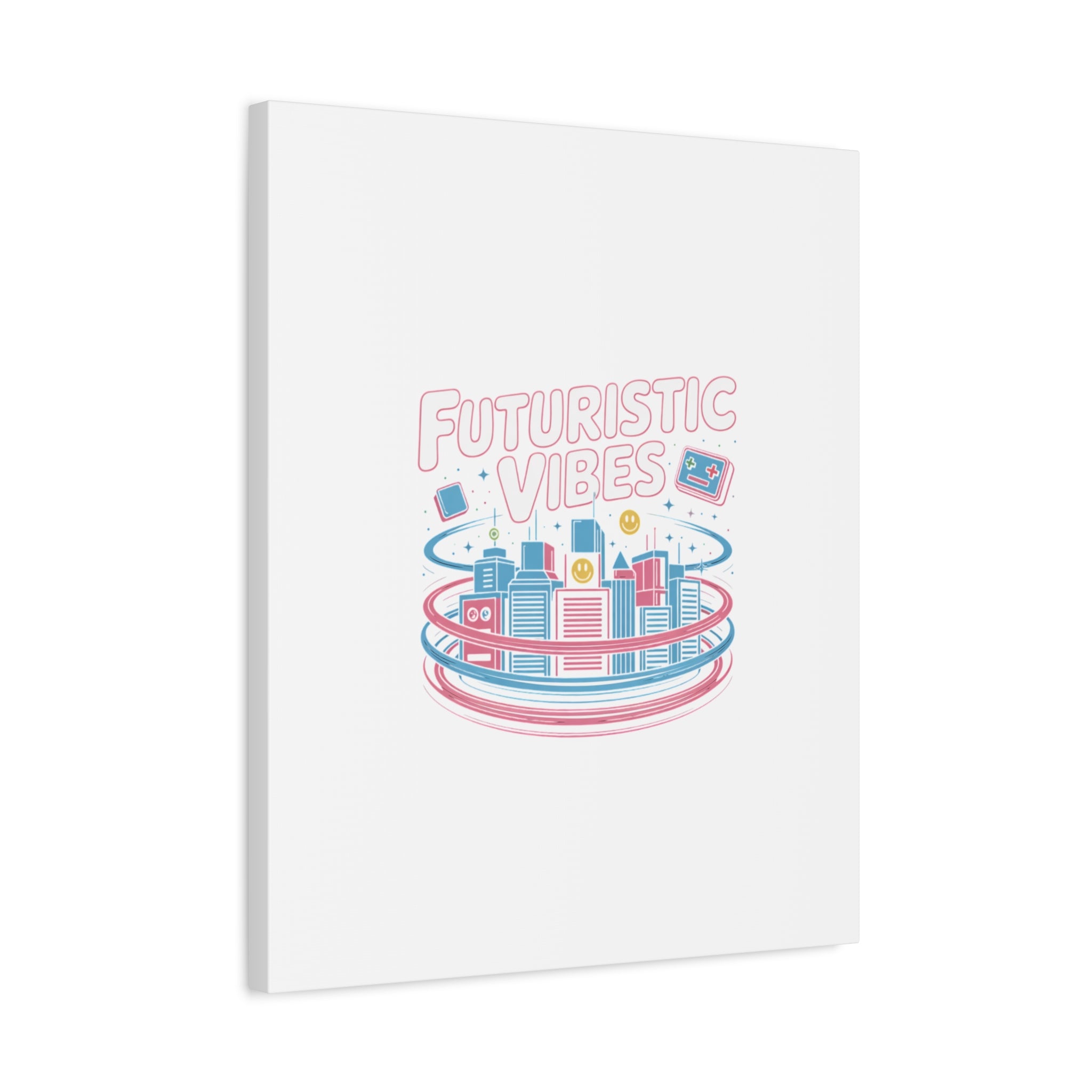 Futuristic Vibes Canvas, Y2K cyber holo aesthetic, retro tech print