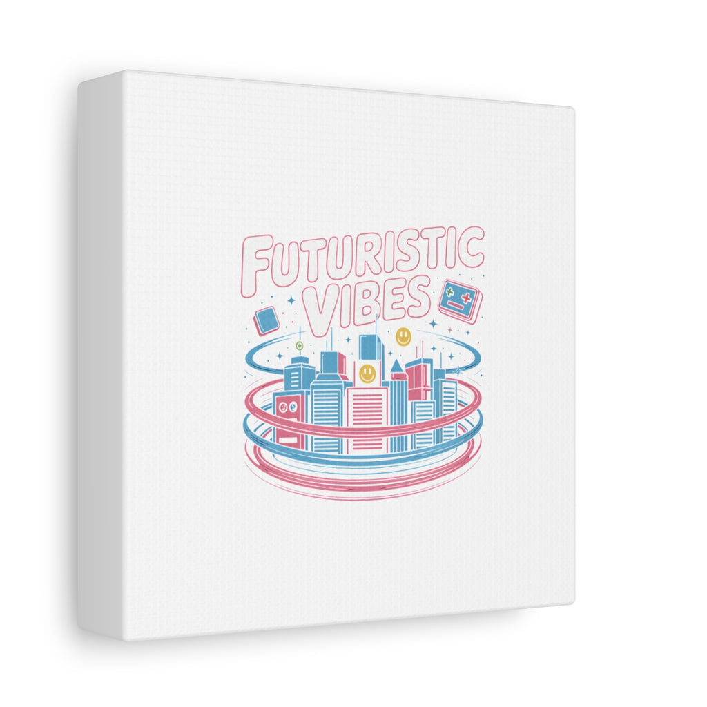 Futuristic Vibes Canvas, Y2K cyber holo aesthetic, retro tech print