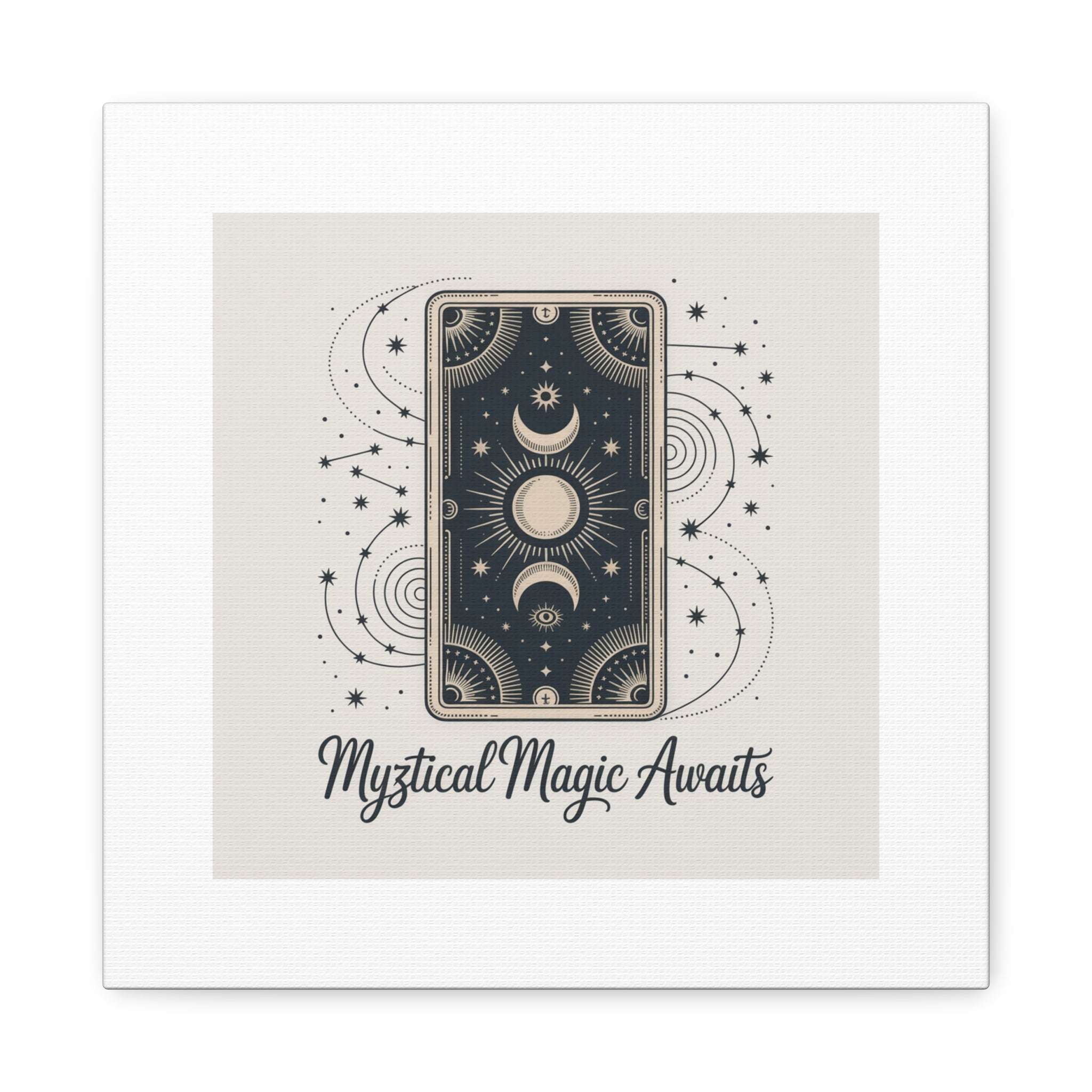 Mystical Magic Awaits Canvas Wall Art — Tarot Moon Sun Spiritual Decor