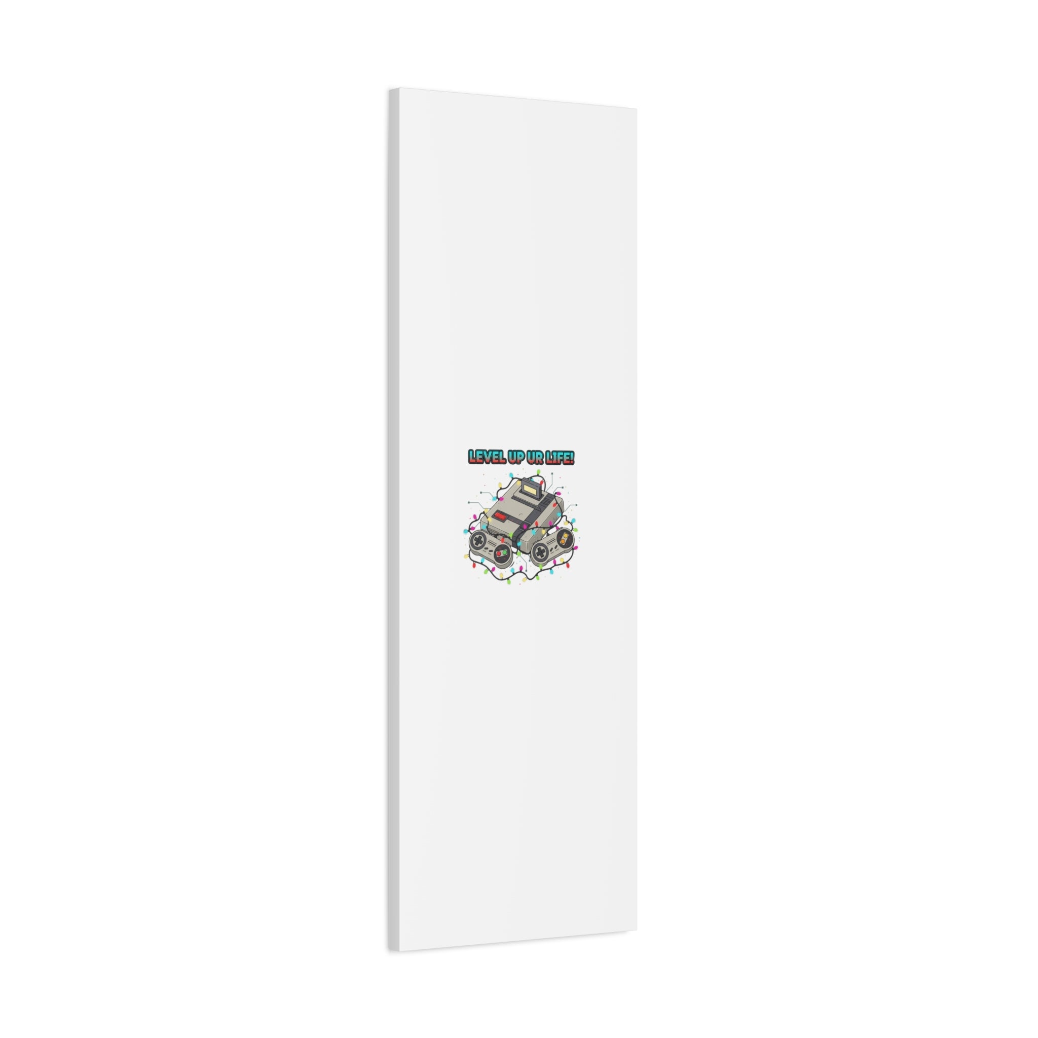 Level Up UR Life Canvas | Gamer Wall Art, Retro Controller, Holiday Lights