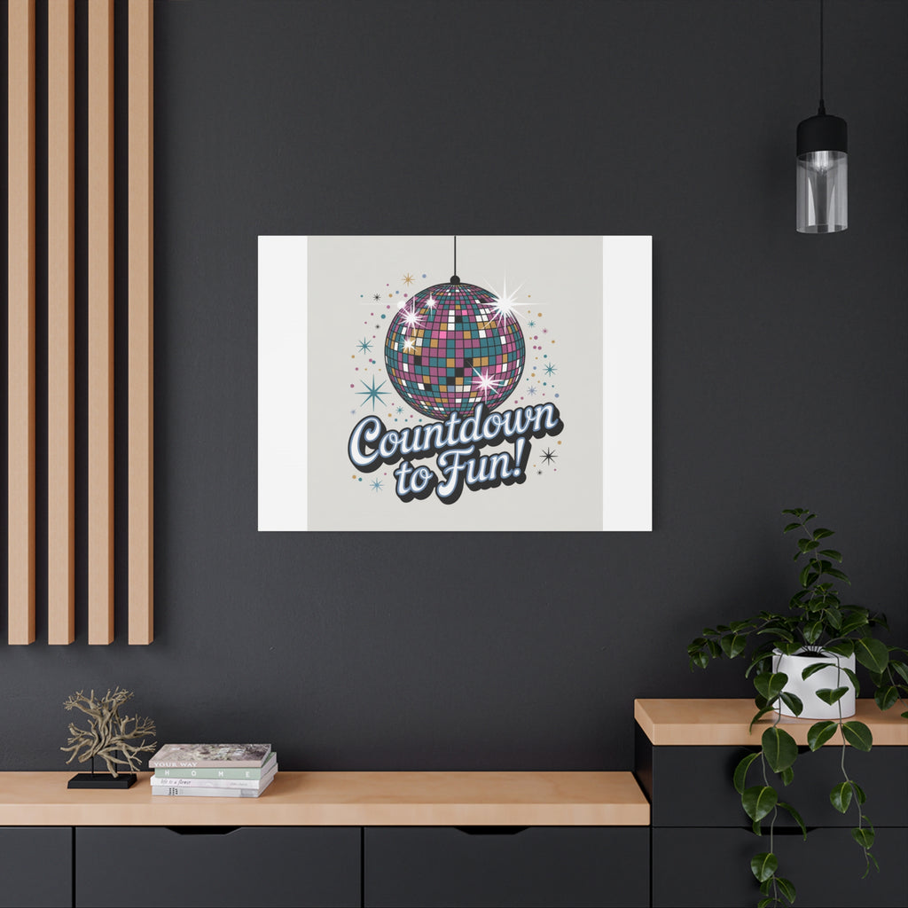 Countdown to Fun! Disco Ball Matte Canvas Wall Art