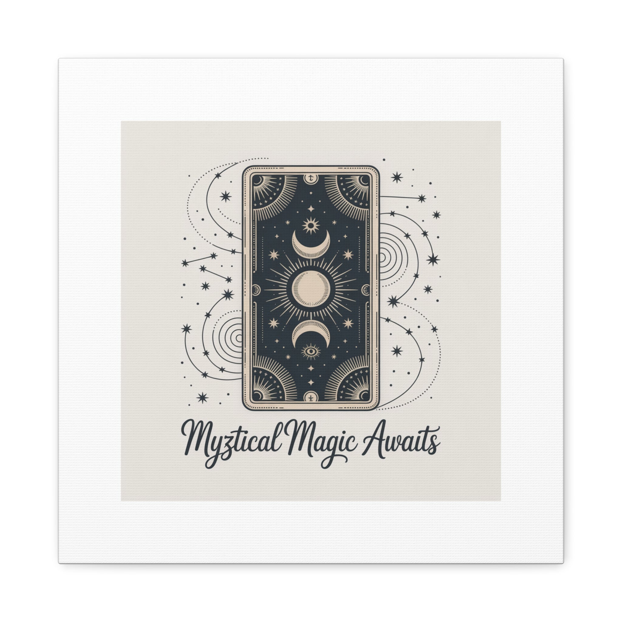 Mystical Magic Awaits Canvas Wall Art — Tarot Moon Sun Spiritual Decor