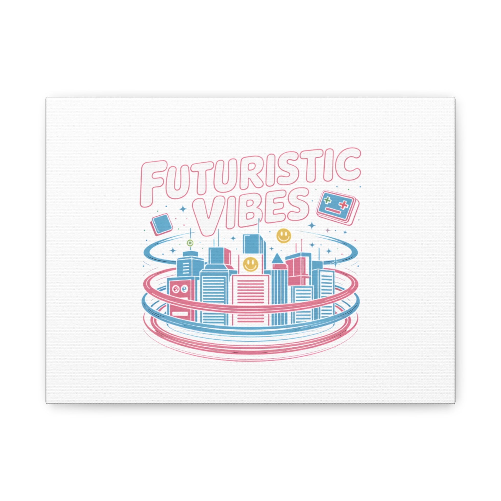 Futuristic Vibes Canvas, Y2K cyber holo aesthetic, retro tech print