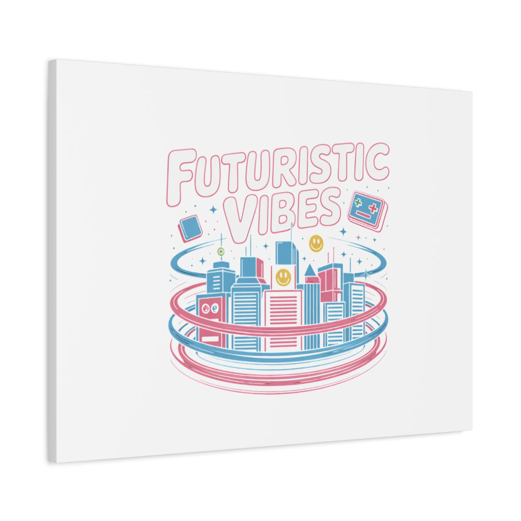 Futuristic Vibes Canvas, Y2K cyber holo aesthetic, retro tech print
