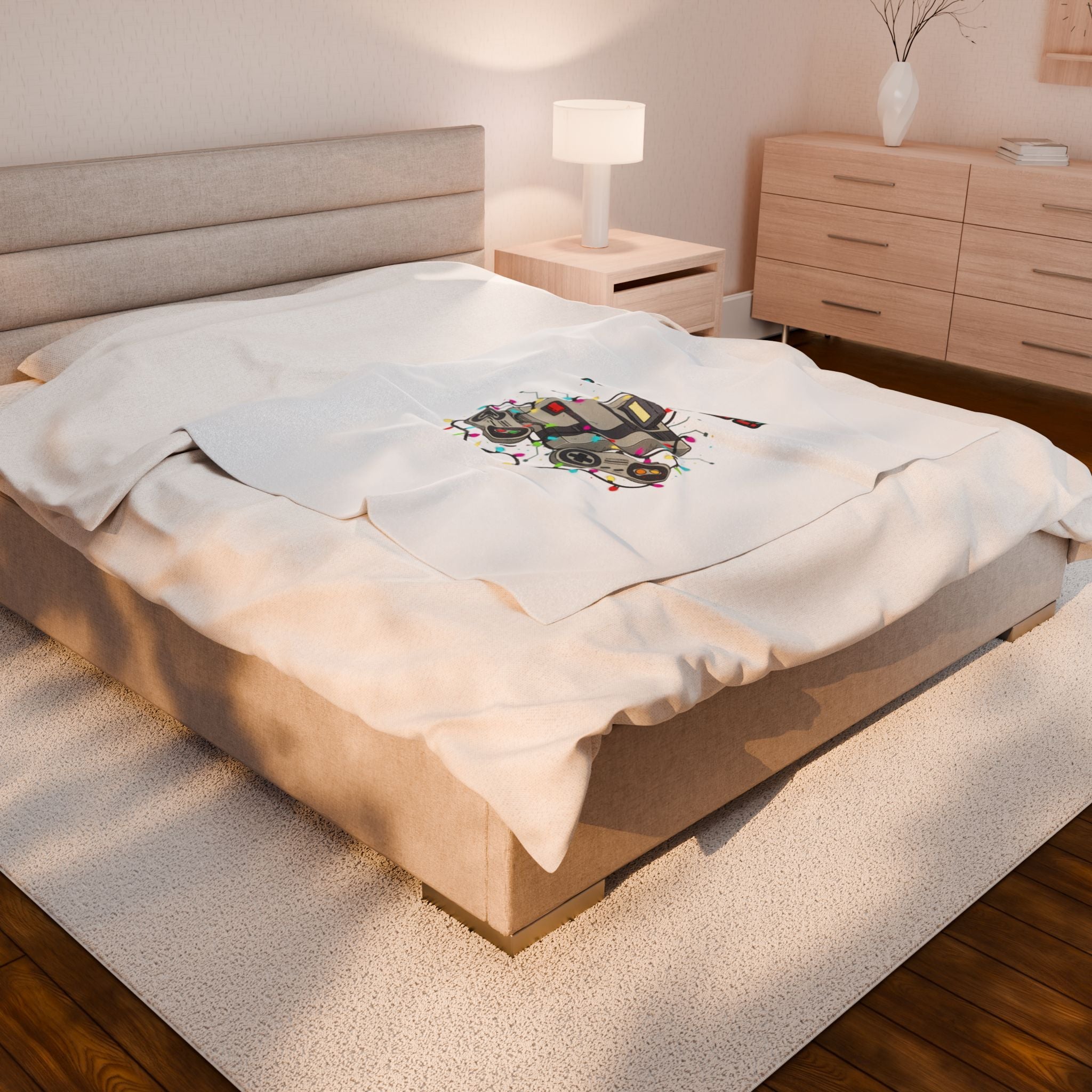 Level Up Ur Life Retro Console Plush Blanket | Gamer Holiday, Pixel Art