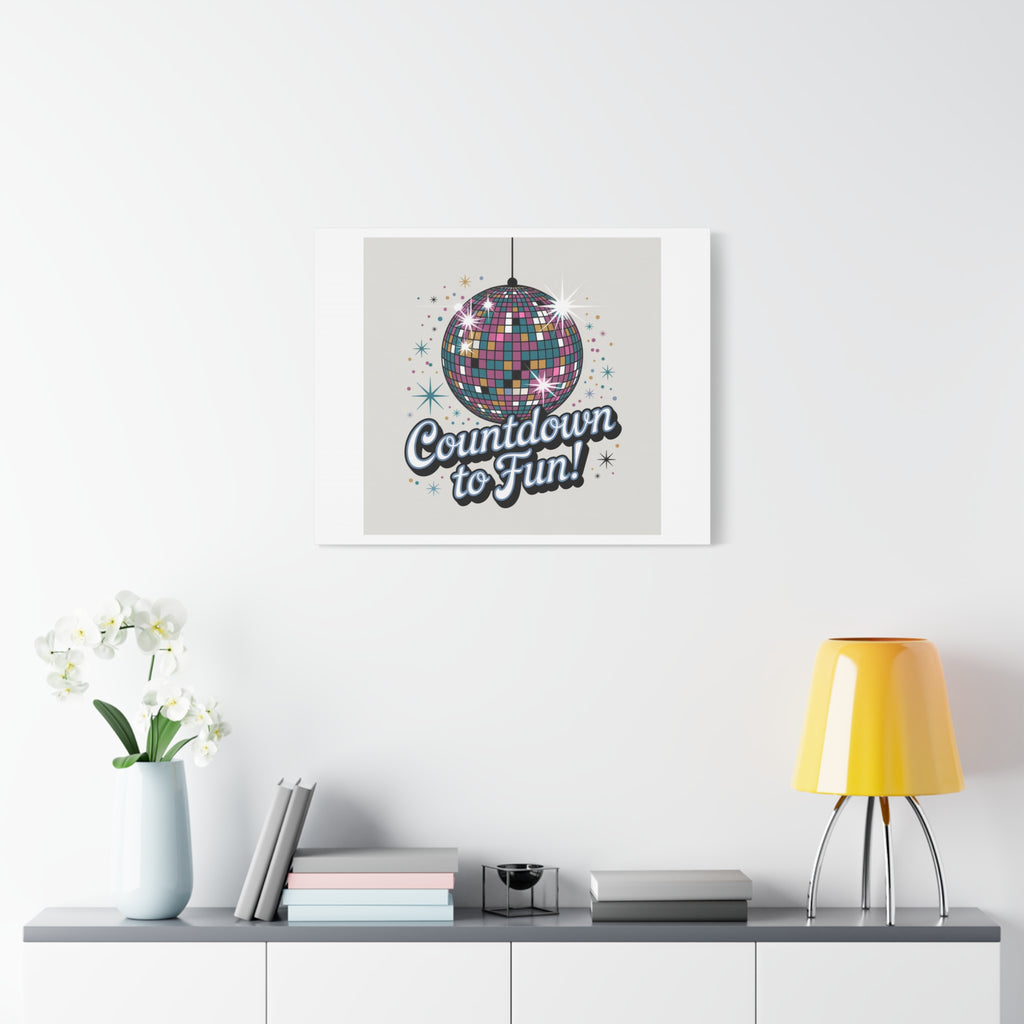 Countdown to Fun! Disco Ball Matte Canvas Wall Art