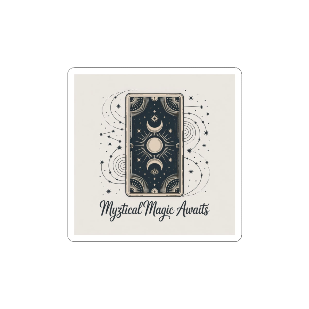 Mystical Magic Awaits Tarot Card Sticker — Mystic Moon Kiss-Cut Sticker