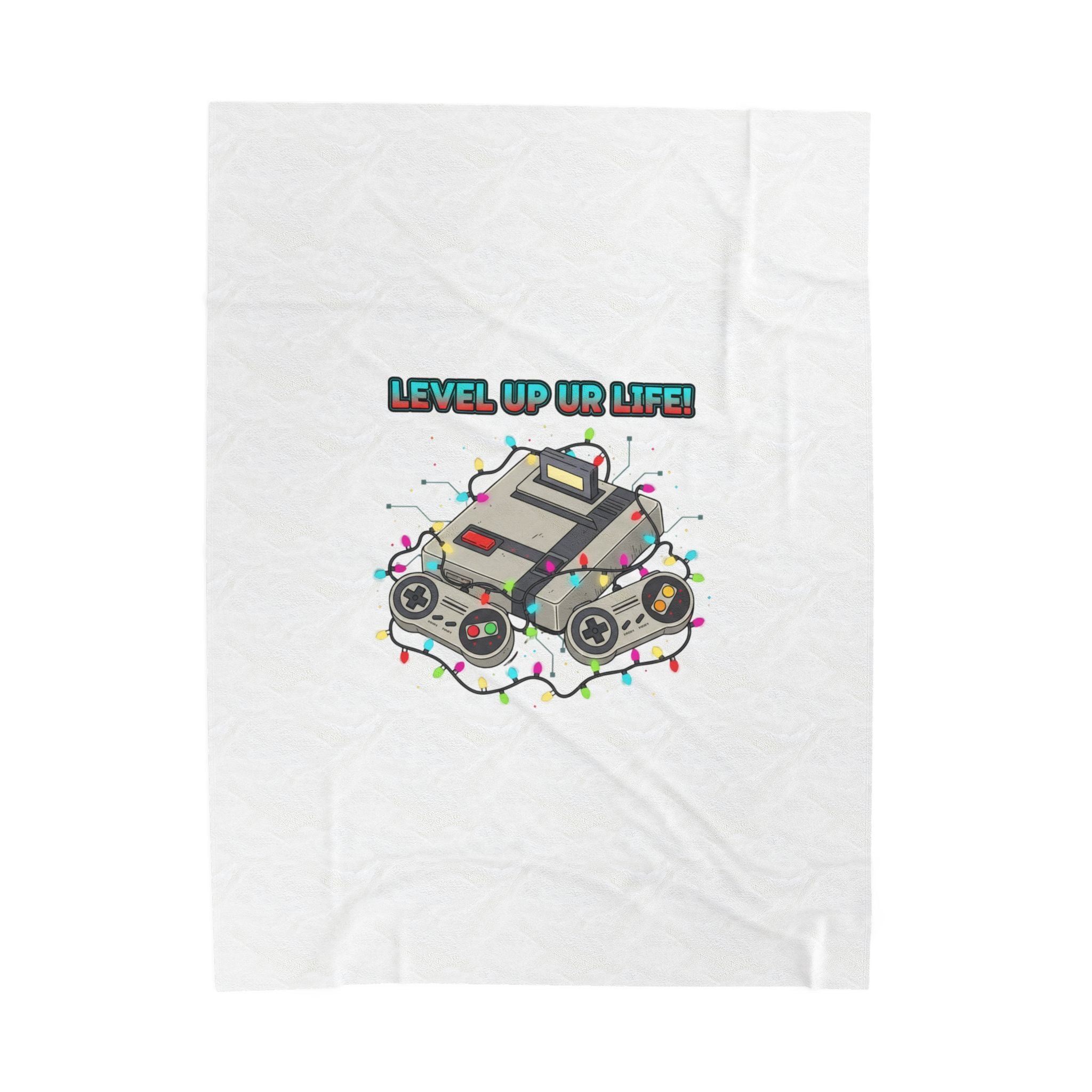 Level Up Ur Life Retro Console Plush Blanket | Gamer Holiday, Pixel Art
