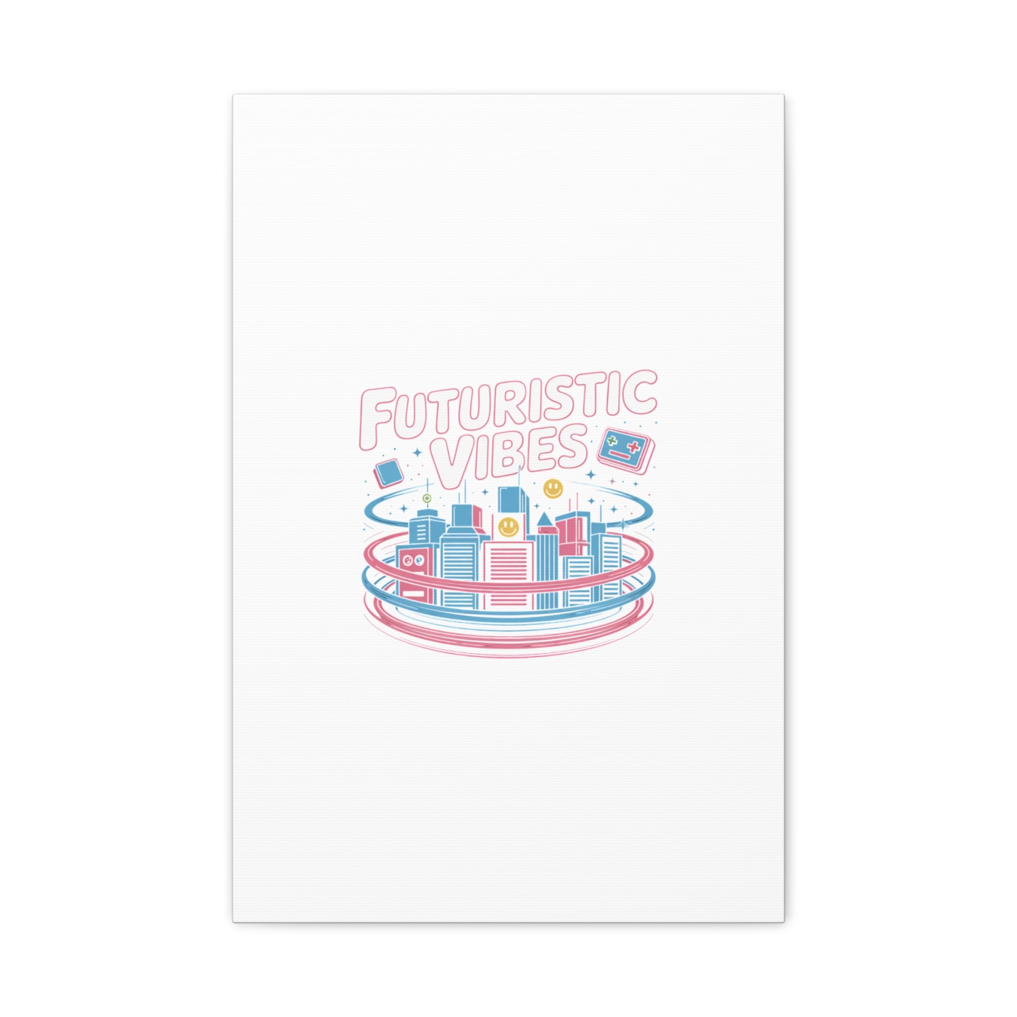 Futuristic Vibes Canvas, Y2K cyber holo aesthetic, retro tech print