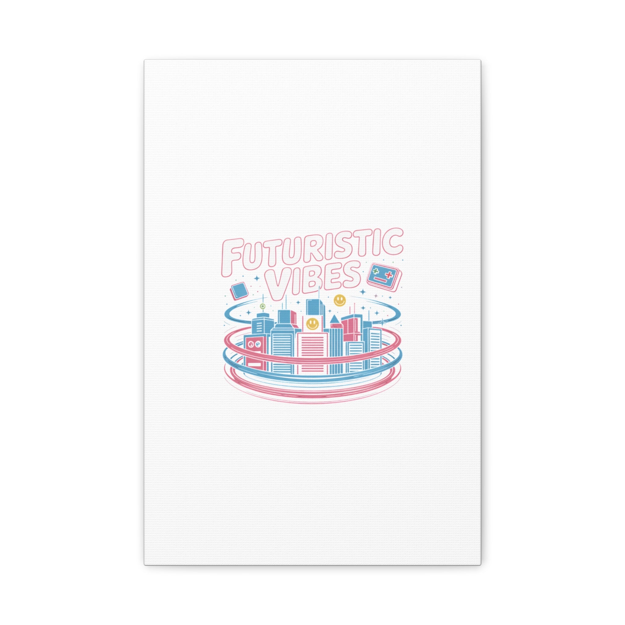 Futuristic Vibes Canvas, Y2K cyber holo aesthetic, retro tech print