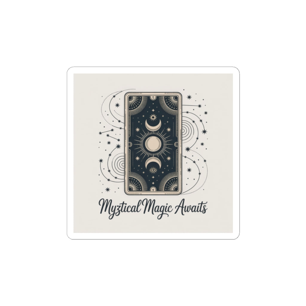 Mystical Magic Awaits Tarot Card Sticker — Mystic Moon Kiss-Cut Sticker