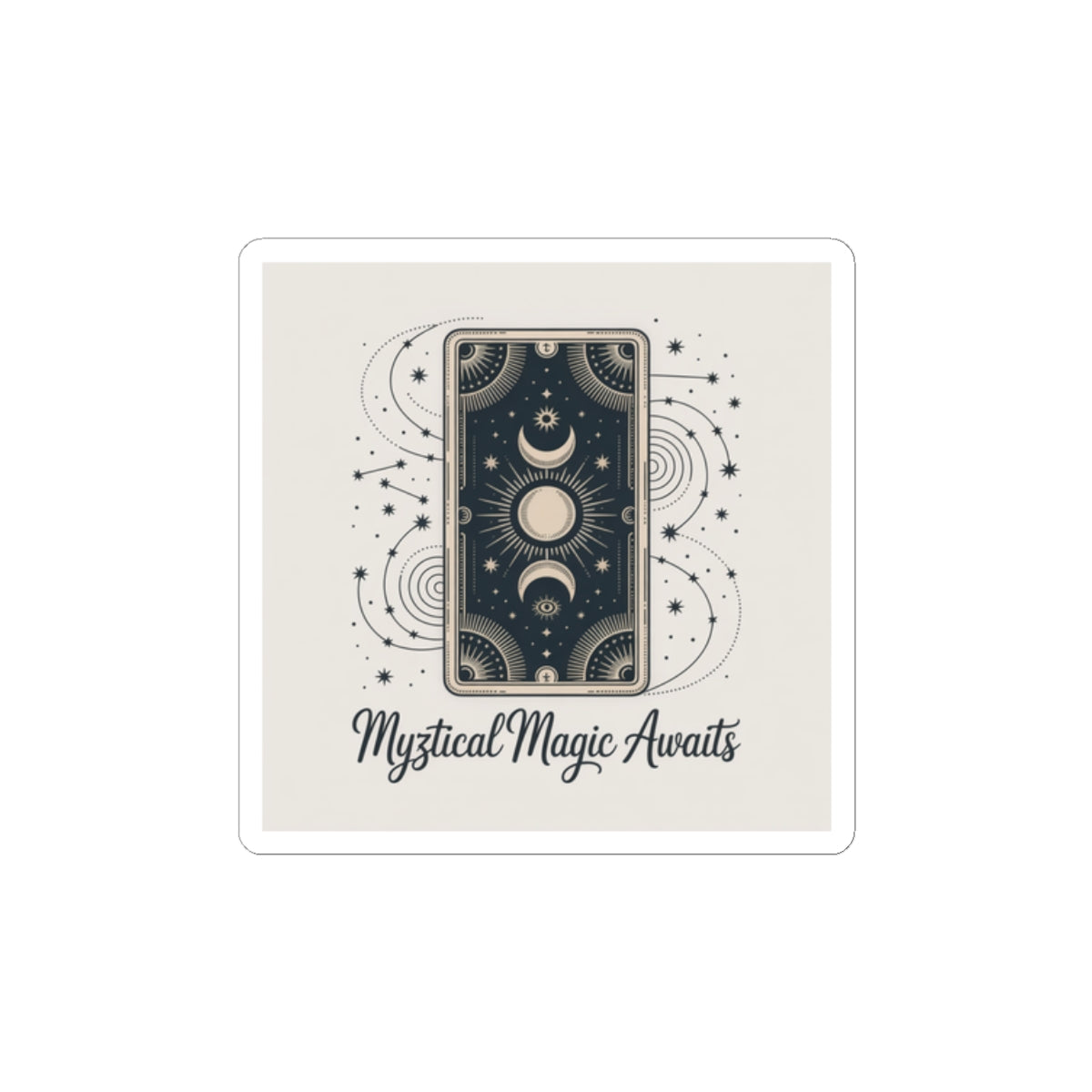 Mystical Magic Awaits Tarot Card Sticker — Mystic Moon Kiss-Cut Sticker