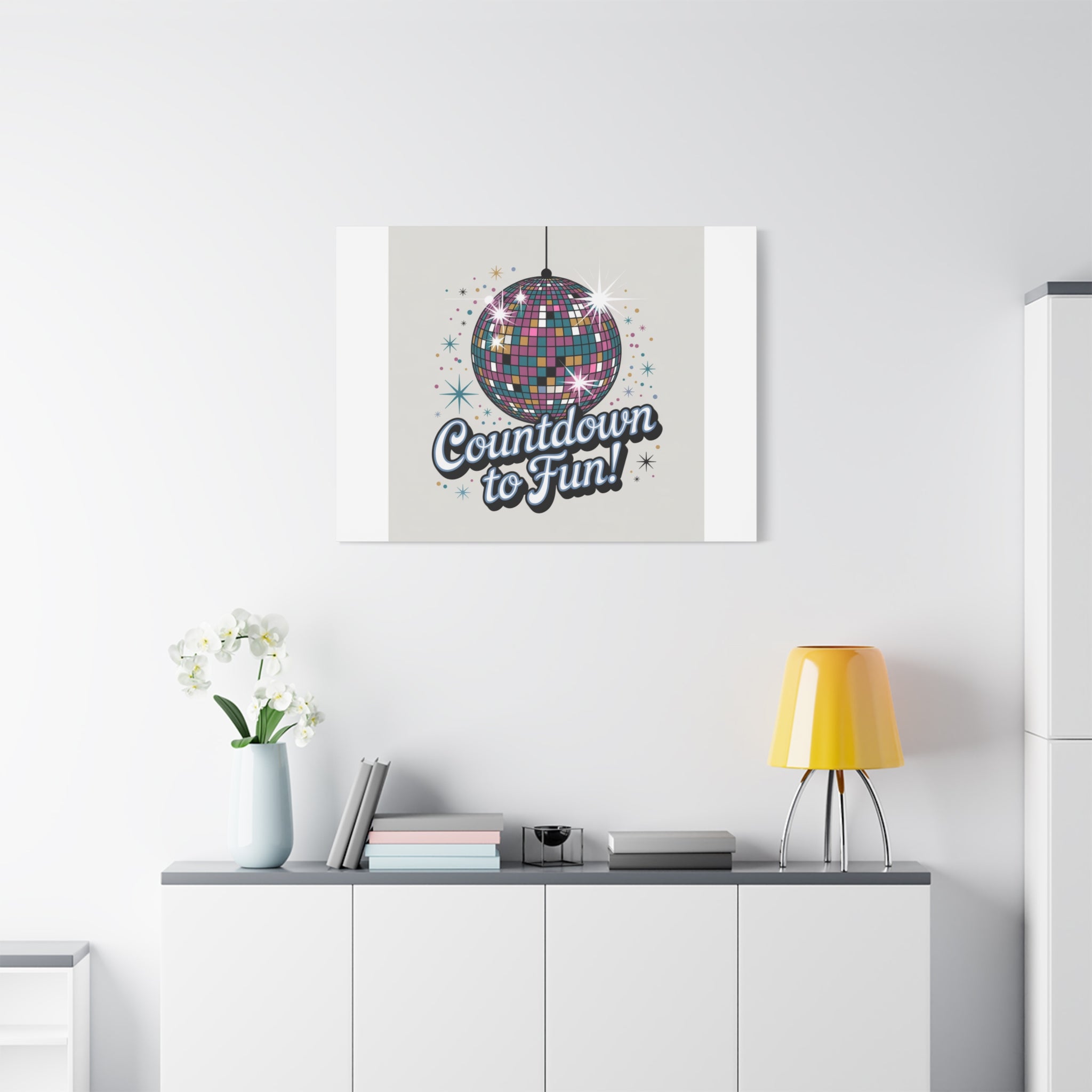 Countdown to Fun! Disco Ball Matte Canvas Wall Art