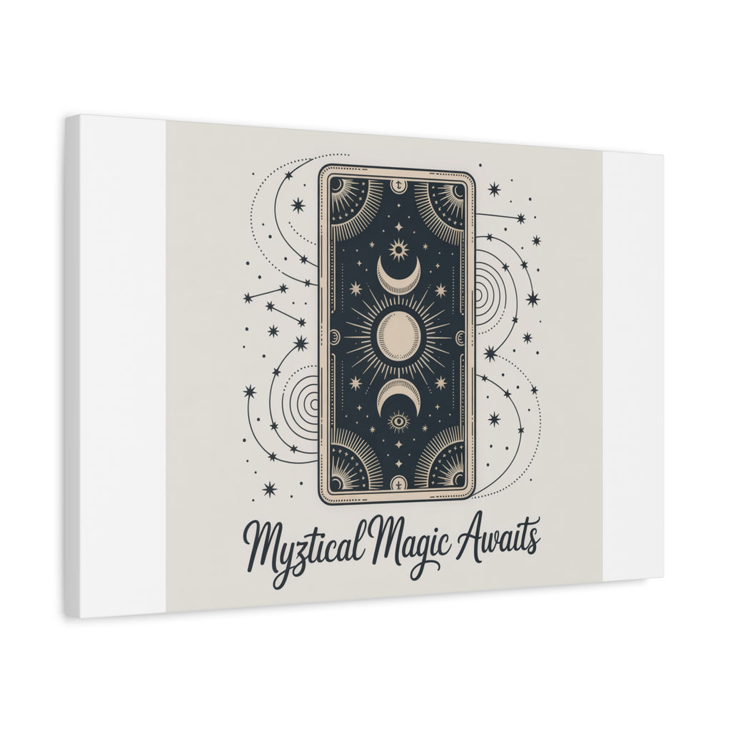 Mystical Magic Awaits Canvas Wall Art — Tarot Moon Sun Spiritual Decor