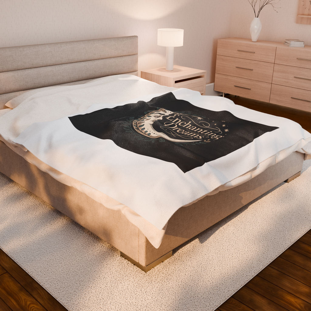 Enchanting Dreams Velveteen Plush Blanket — Moon & Stars Cozy Throw for Bedtime, Gift for Dreamers