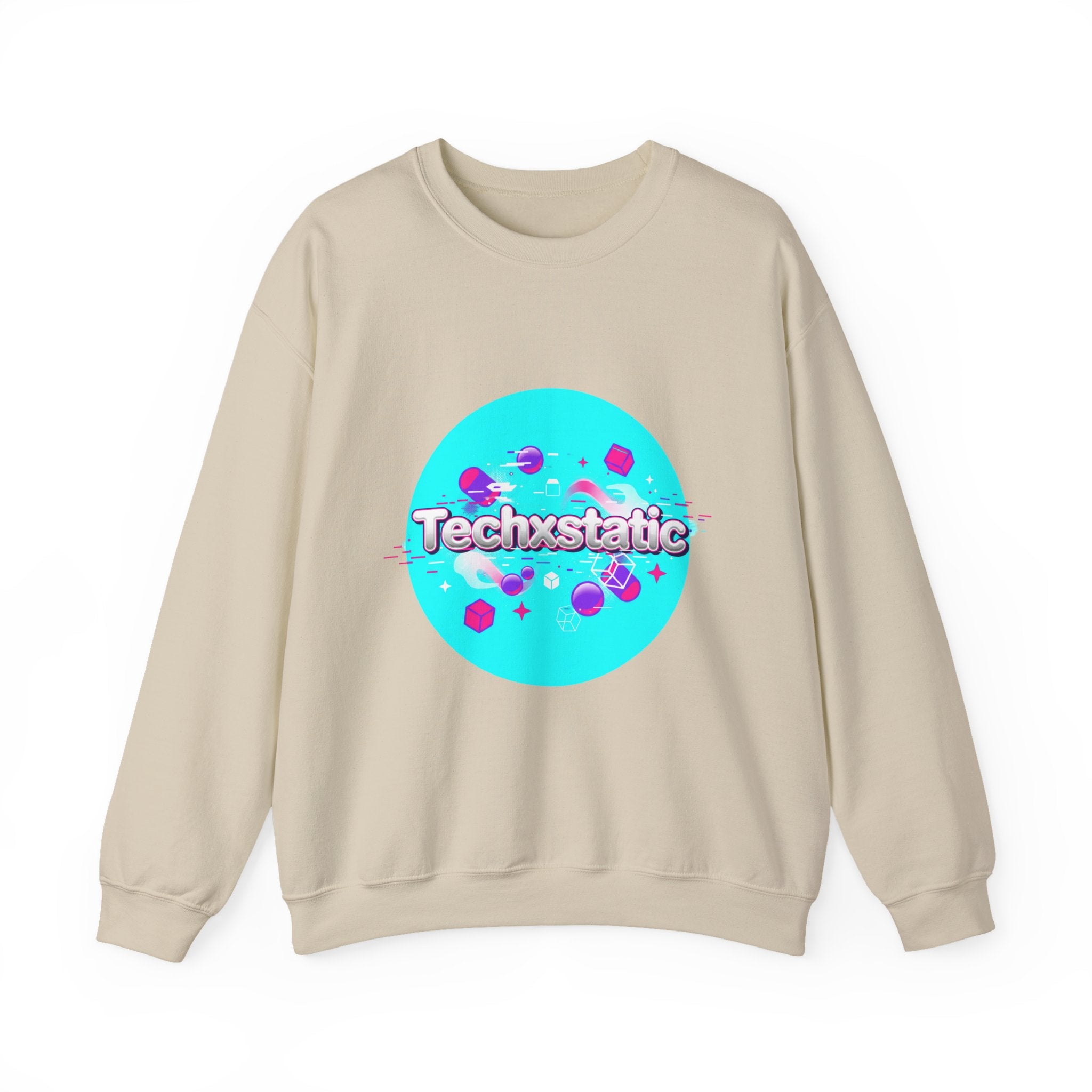 Techxstatic Chrome Logo Crewneck Sweatshirt | Y2K cyber holo aesthetic