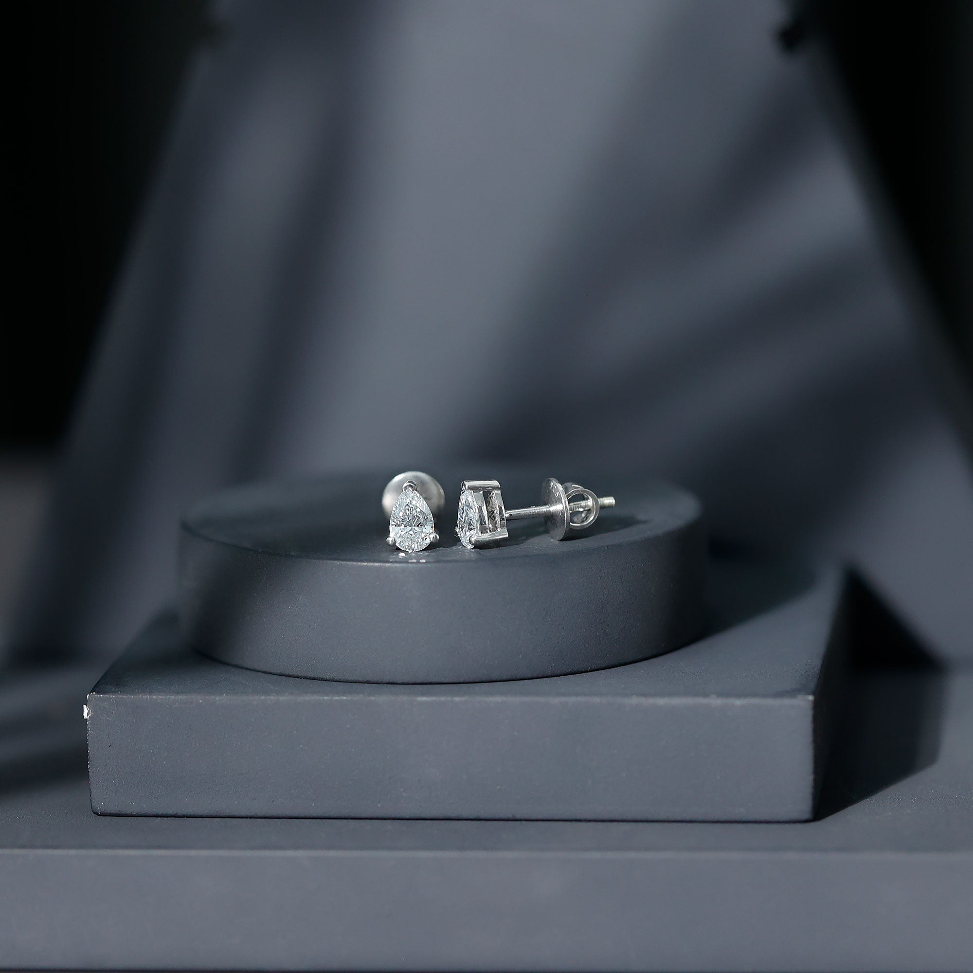 4X6MM Pear Lab Grown Diamond Stud Earrings in 14K Gold Plated Silver