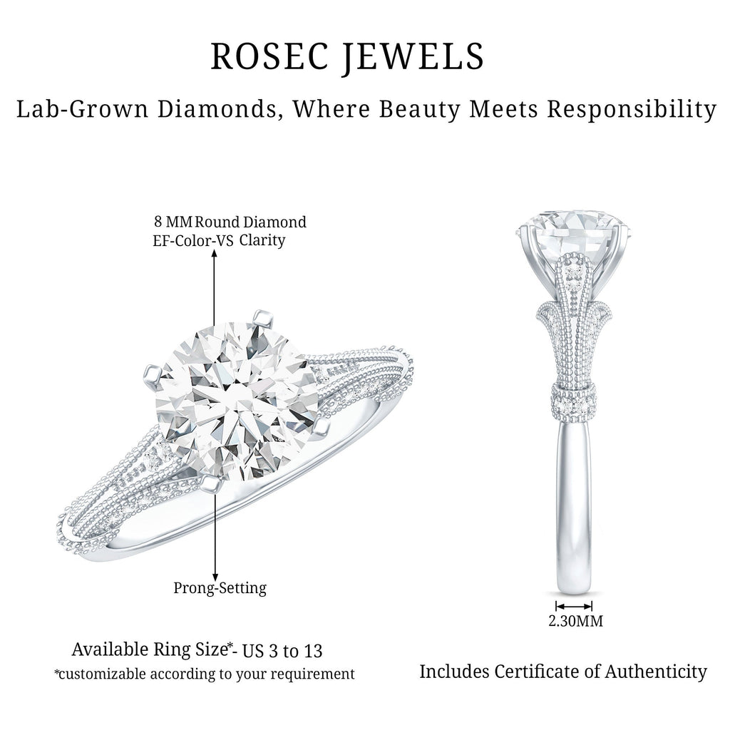 2 Carat Lab Grown Diamond Art Deco Solitaire Engagement Ring