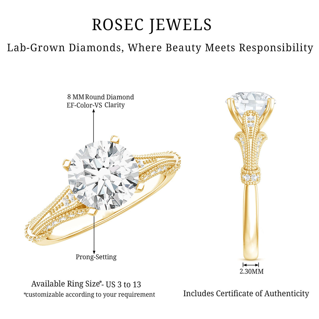 2 Carat Lab Grown Diamond Art Deco Solitaire Engagement Ring